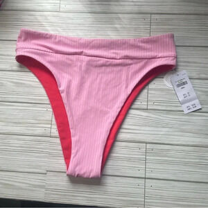New Gilly Hicks Reversible High Leg Waist Bikini Bottom size small‎ red pink